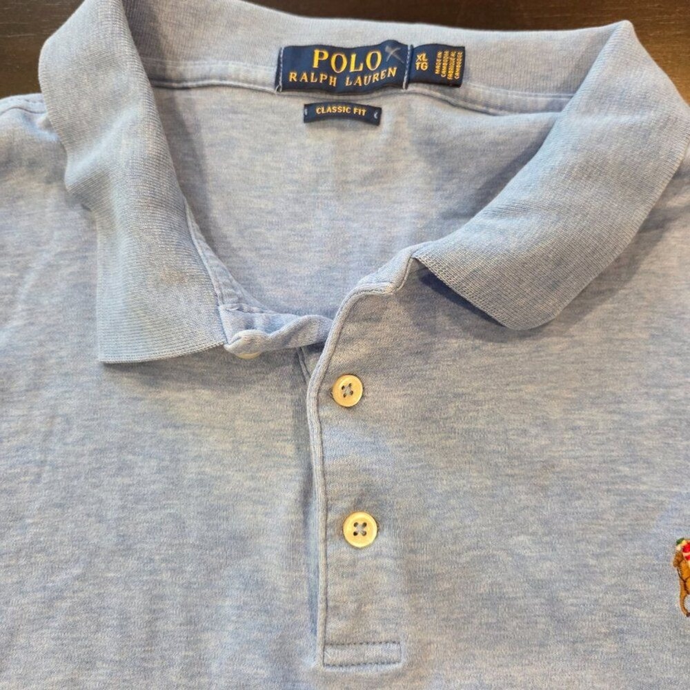 Polo Ralph Lauren Mens XL Classic Fit Light Blue Heather Short Sleeve Polo Shirt - Picture 4 of 5